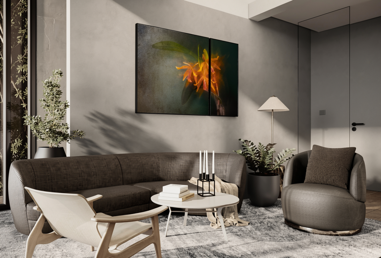 Simulação de ambiente 16 com obra abstrata de Dougbraz